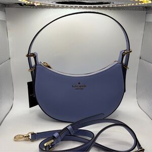 kate spade periwinkle crescent shoulder bag with gold hardware